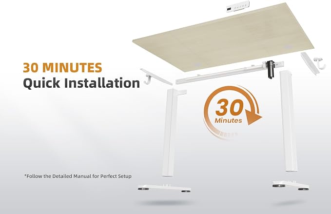YDN 48 x 24 Inch Nature Electric Standing Desk | Adjustable Height, Sit Stand, Cable Management, Ergonomic, Home Office