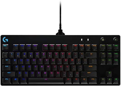 Logitech G PRO Mechanical TKL Tenkeyless Gaming Keyboard (Clicky) - Black | Ultra portable, detachable Micro USB cable, 16.8 million color Lightsync backlit keys