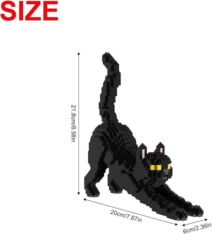 Larcele Cat Micro Building Blocks Animal Set, DIY Mini 3D Building Toy Bricks Kit,999 Pieces KLJM-05 (Black Cat)