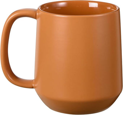 Miicol Ceramic Coffee Mug, 16 oz Large Coffee Cup, Tea Mug with Handle, Flat Bottom Mug for Men, Women, Office, Microwave and Dishwasher Safe, Multi-Color, Burnt Orange