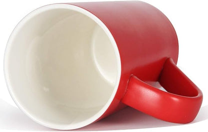 20 Ounces Extra Large Coffee Mug, M007 Tall Big Ceramic Latte Milk Tea Cup with Handle for Dad Men Women, Christmas Red