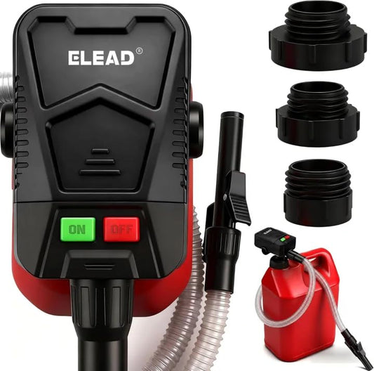 Battery-Powered Fuel Transfer Pump - 3.2 GPM No Spill Portable Gas Can siphon Pump with 3 Adapters, Extra Long Hose, Fuel Pump f