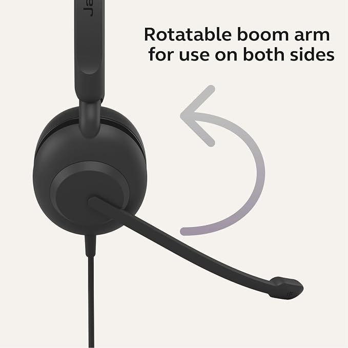 Jabra Evolve 10 Wired Headset with Noise-Cancelling Microphone for PC/Laptop Use, Easy USB-A Setup, TCO Certified, Lightweight Design, Inline Call/Volume Controls for Online Meetings, Black
