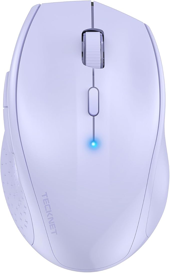 TECKNET Bluetooth Mouse, 4800 DPI Wireless Mouse, 2-Year Battery 6 Adjustable DPI, 6 Buttons Compatible with Laptop/Windows/Computer - Lavender
