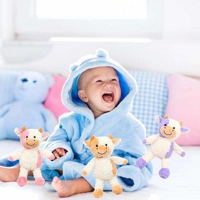 YUKOUQIAN Cow Stuffed Animal Cow Plush Doll Toy 15.7 inch for Girls Boys (Stand Cow purple15.7)