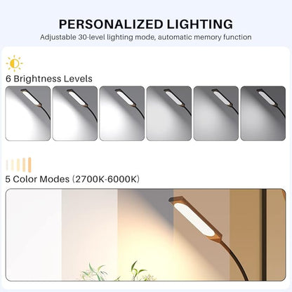 LED Desk Lamp, Touch Adjustable Table Lamp with USB Charging Port 5 Modes and 6 Brightness Levels Eye Protection Reading Light 48 LED Memory Function Desk Lights for Home Office Black