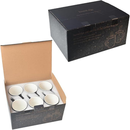 homEdge Porcelain Mug Set, 16 Ounces Cup for Tea, Latte, Mocha, Hot Chocolate, Set of 6, Navy