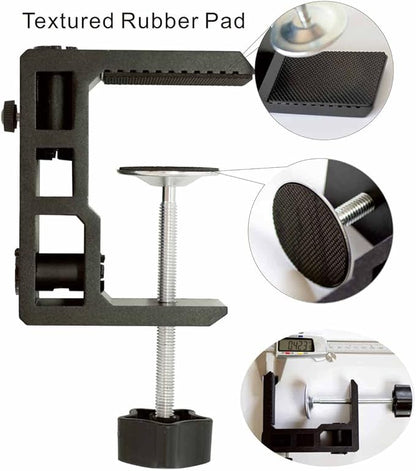 Replacement Heavy Duty C Clamp for 1/2” Base Magnifying Lamp,Desk Lamp,Swing Arm Lamp,Phone I pad Mount,Tablet Mic Holder,Table Mount Clamp for Microphone Stand Mic Boom Arm (G2 BLACK)