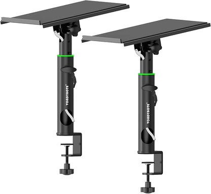 Vondynote Pair of Desktop Clamp Speaker Stands 12°Tilt, Cable Management | Heavy Duty Studio Monitor Stands, 12°Tilt, 13"-16.8" Height Adjustable, Cable Management