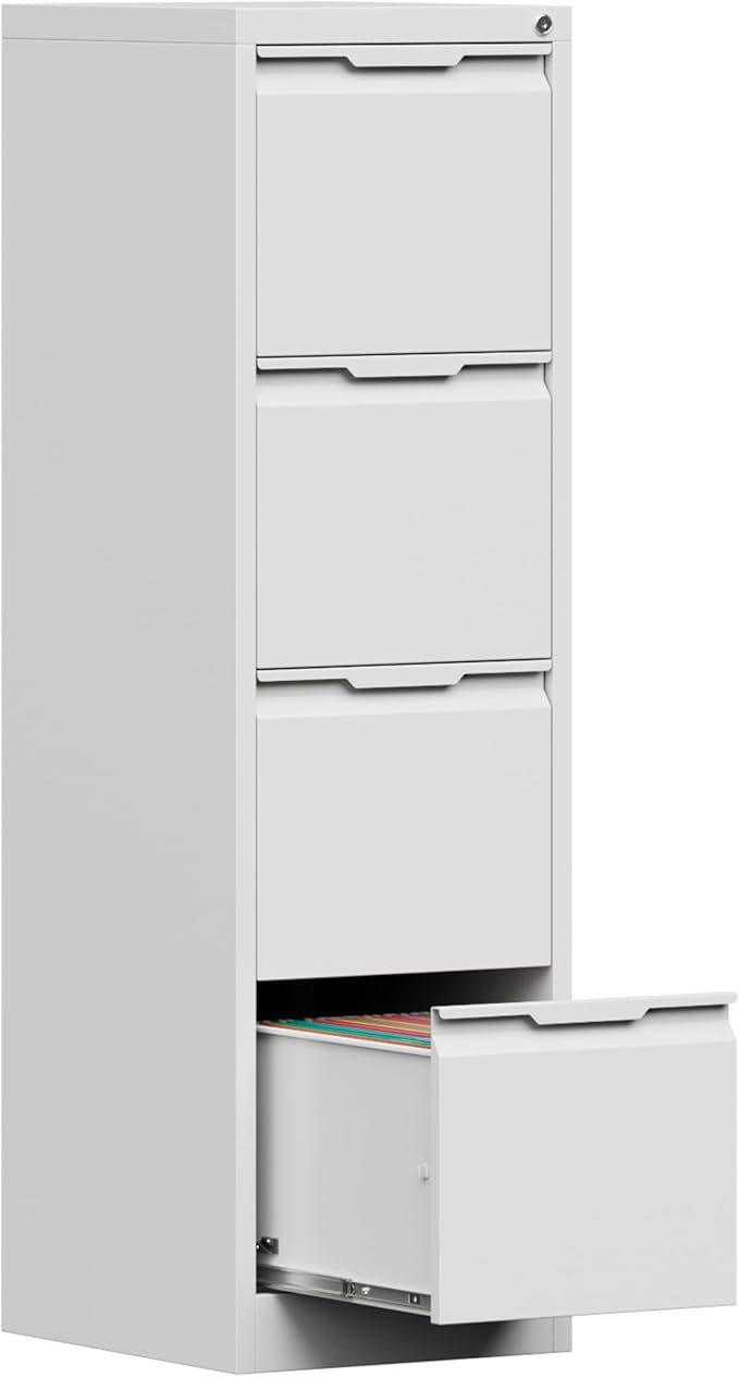 4-Drawer Metal File Cabinet with Lock,Steel Printer Stand with Storage for Home Office,Vertical Filing Cabinet for Legal/Letter/A4 Files,Assembly Required