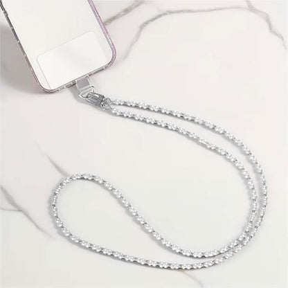 Phone Crossbody Chain Cell Phone Lanyard,Universal Leather+Metal Shouder Strap with Phone Tether Patches (V)
