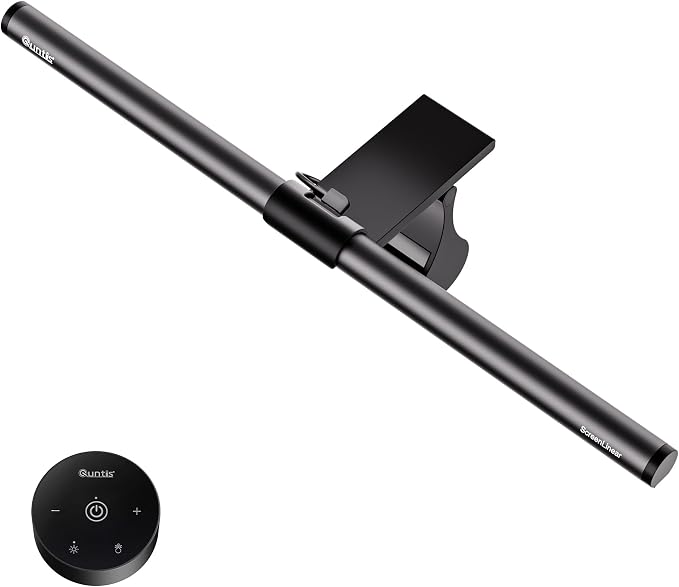 Quntis Monitor Light Bar with Remote, Eye-Care No Glare Computer Light for Curved Flat Monitor, Adjustable Brightness & Color Temperature, Space Saving Desk Accessories for Home Office Reading Gaming
