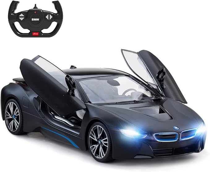 RASTAR Remote Control Car, 1:14 BMW i8 Radio Remote Control Racing RC Toy Car Model Vehicle, Open Doors by RC, MattBlack