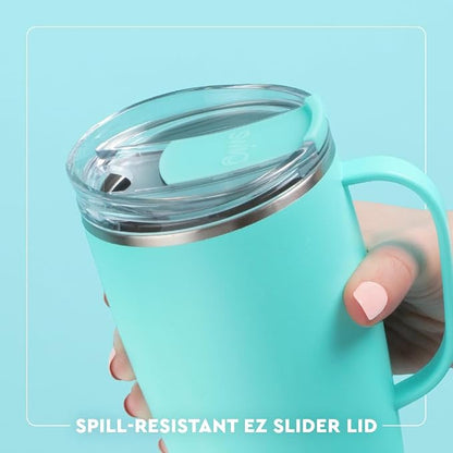 Swig Life 18oz Insulated Travel Mug with Handle & Lid, Check Mate | Triple Insulated Stainless Steel - Handle & Lid Included - Keeps Coffee Hot or Cold - Cup Holder Friendly