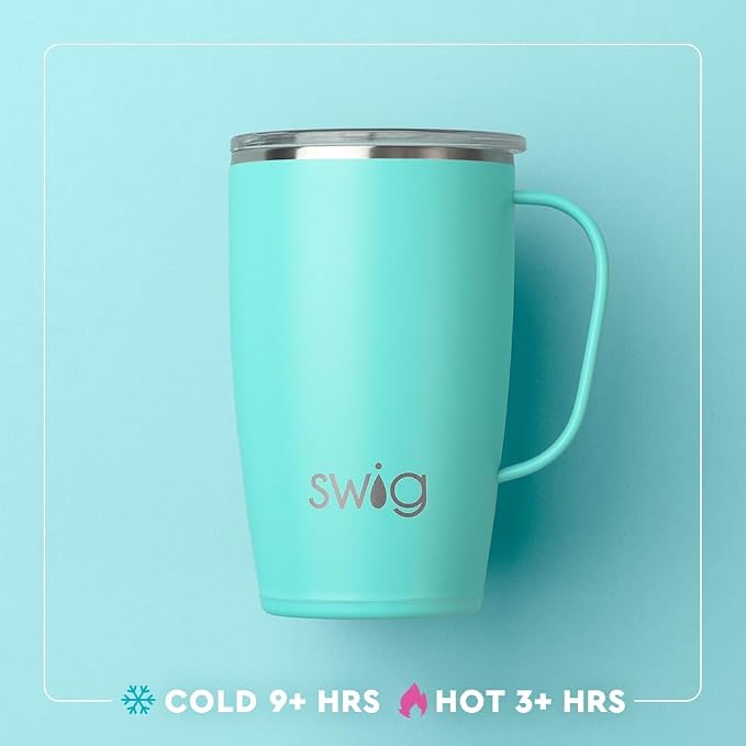 Swig Life 18oz Insulated Travel Mug with Handle & Lid, Disco Cowgirl | Triple Insulated Stainless Steel - Handle & Lid Included - Keeps Coffee Hot or Cold - Cup Holder Friendly