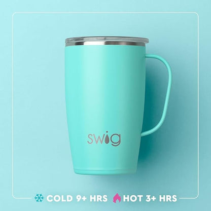 Swig Life 18oz Insulated Travel Mug with Handle & Lid, Disco Cowgirl | Triple Insulated Stainless Steel - Handle & Lid Included - Keeps Coffee Hot or Cold - Cup Holder Friendly