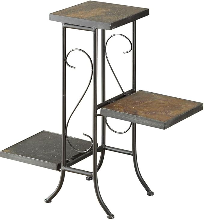 Zhongma 3 Tier Plant Stand with Slate Top without Installation Required. 25.6" W x 10.2" D x 22.4" H
