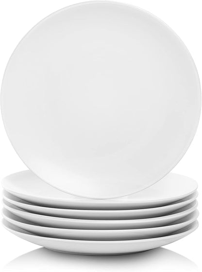 10 Strawberry Street Wazee Matte 8.25" Coupe Salad Plate, Set of 6, White