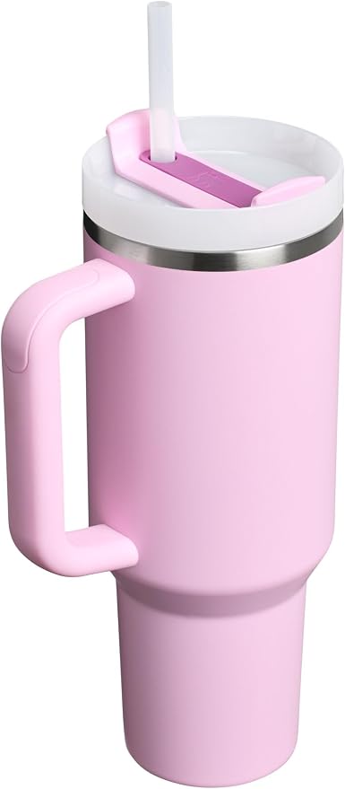 STANLEY Quencher H2.0 Flow State Tumbler, 40 oz, Cherry Blossom | Handle and Straw | 3-Position Lid | Cup Holder Compatible for Travel | Insulated Stainless Steel Cup | BPA-Free