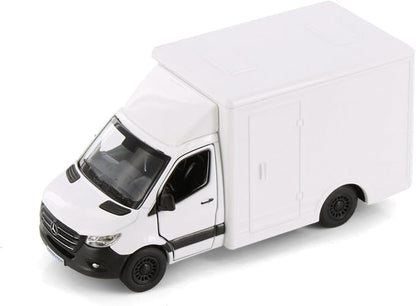 KiNSMART - Mercedes-Benz Sprinter Cargo Van 1:48 O Scale 5" Die Cast Metal Model Toy Van, Pull-Back Action (White Box Truck)