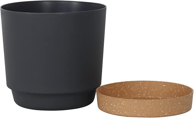 kubvici Plant Pots for Indoor Plants, 2 Pack 10 Inch Plant Pot Plastic Flower Pots Planters with Drainage Saucer for Indoor Outdoor Garden Home (10" Black)