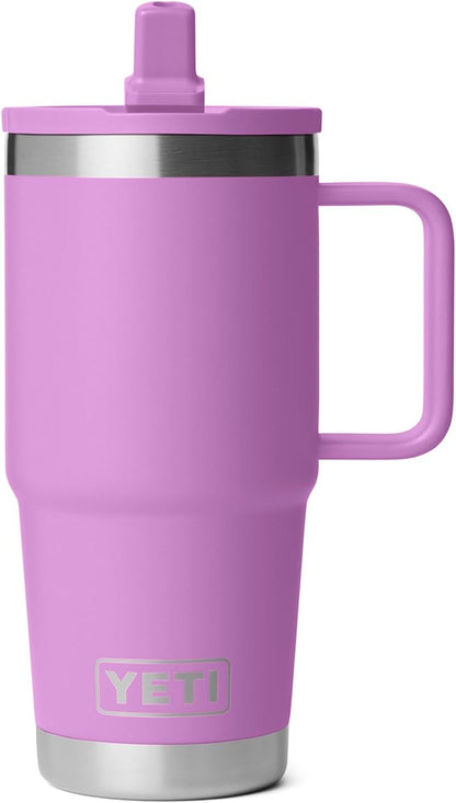 YETI Rambler 20 oz Travel Mug with Flip Straw Lid – Stainless Steel, Vacuum Insulated, Leakproof, Cup Holder Friendly, Desert Bloom
