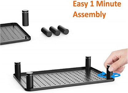 Husky Mounts 2-Pack Monitor Riser Laptop Stand, Adjustable Legs, Stackable, 14.5 x 9.25 x 3.125 Inches Max Height, Matte Black Steel-Black.