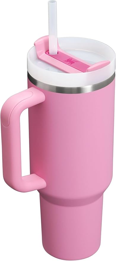 STANLEY Quencher H2.0 Flow State Tumbler, 40 oz, Peony | Handle and Straw | 3-Position Lid | Cup Holder Compatible for Travel | Insulated Stainless Steel Cup | BPA-Free