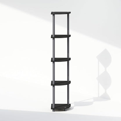 Furinno Turn-N-Tube Storage Shelves, 5-Tier Book Shelf, Corner Shelf, Toolless Open Shelves, for Organization and Storage, Living Room, Home Office, Hallway, Bedroom, Black