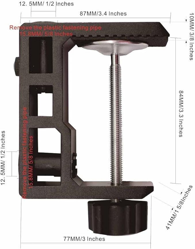 Replacement Heavy Duty C Clamp for 1/2” Base Magnifying Lamp,Desk Lamp,Swing Arm Lamp,Phone I pad Mount,Tablet Mic Holder,Table Mount Clamp for Microphone Stand Mic Boom Arm (G2 BLACK)