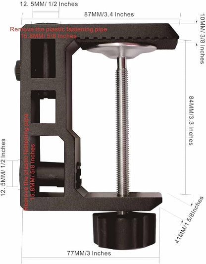 Replacement Heavy Duty C Clamp for 1/2” Base Magnifying Lamp,Desk Lamp,Swing Arm Lamp,Phone I pad Mount,Tablet Mic Holder,Table Mount Clamp for Microphone Stand Mic Boom Arm (G2 BLACK)