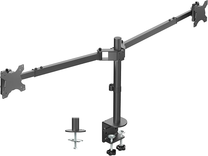VIVO Premium Dual Ultra Wide LCD LED 40 to 45 inch Monitor Desk Mount, Heavy Duty, Adjustable Telescoping Arms, Flush Wall Setup, Fits 2 Screens, Black, STAND-TS45C