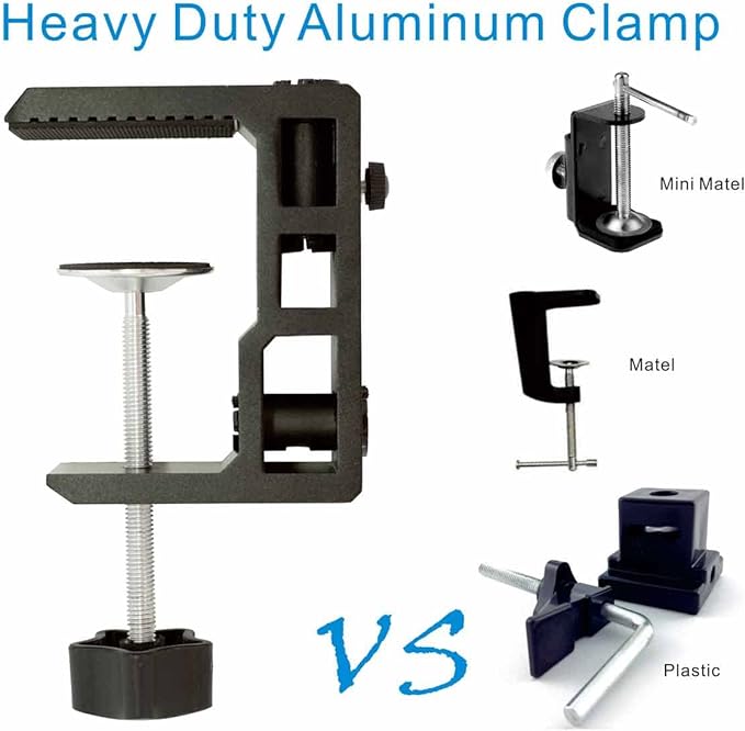 Replacement Heavy Duty C Clamp for 1/2” Base Magnifying Lamp,Desk Lamp,Swing Arm Lamp,Phone I pad Mount,Tablet Mic Holder,Table Mount Clamp for Microphone Stand Mic Boom Arm (G2 BLACK)