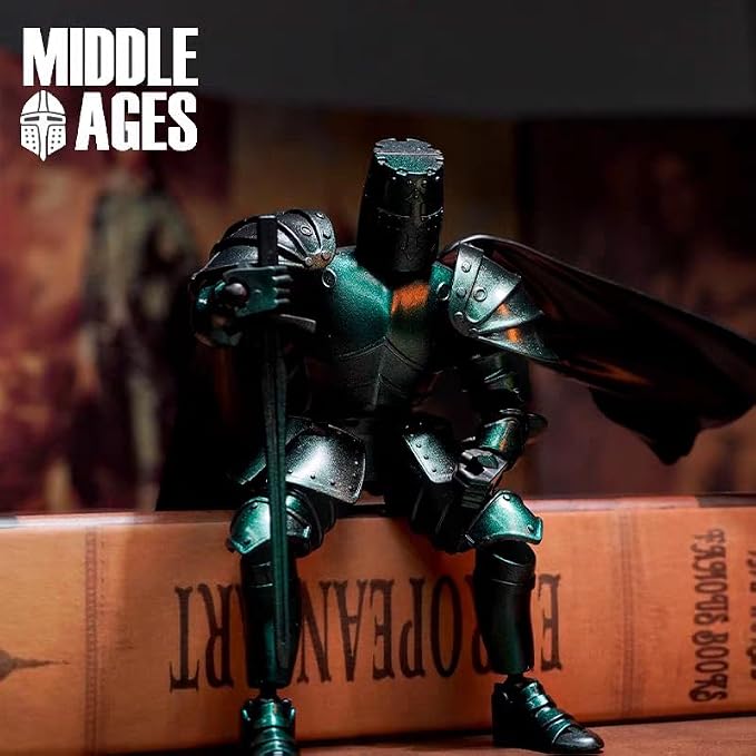 Medieval Action Figures,Knight Armor Action Figure,Multi-Jointed Movable Robot Mannequin T13,Dummy 13 Action Figure(Assembly Required) (D-Cyan)