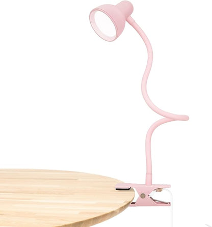 LiFMIRA Pink Small Desk Lamp Clip on LED Reading Light for Bed | 3 Color Modes 10 Dimmable Brightness, Book in Bed Headboard, Flexible Reading Lamp with Clamp BL08