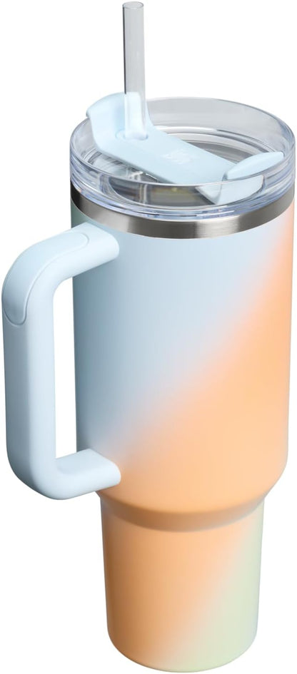 STANLEY Quencher H2.0 Flow State Tumbler, 40 oz, Sunrise Spiral | Handle and Straw | 3-Position Lid | Cup Holder Compatible for Travel | Insulated Stainless Steel Cup | BPA-Free