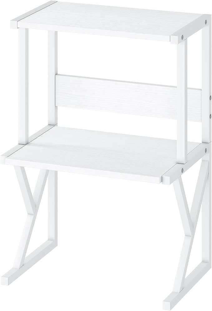 aboxoo Desktop Printer Stand with 3 Tier Wood Storage Shelves,Under Desk Printer Table,Multi-Purpose Home Office Desk Organizer for Fax Machine, Scanner (White)