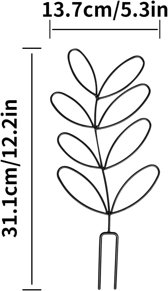 2Pack Indoor Plant Trellis Metal Wire Garden Trellis ，Small Climbing Leaf Shape Trellis for Garden Potted Plant Houseplant(Blackish)