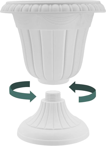 Arcadia Garden Products PL20BK Classic Traditional Plastic Urn Planter, Indoor or Outdoor Garden Decor, Flower Pot Vase 10x12 - Black