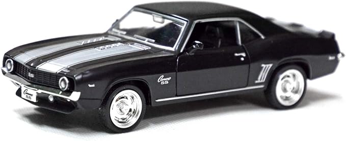 Tianmei 1:32 Scale Supercar Styling Alloy Die-Cast Car Model Collection Decoration Ornaments, Kids Play Vehicle Toys with Pull Back Action and Open Doors (Camaro 1969 - Black)