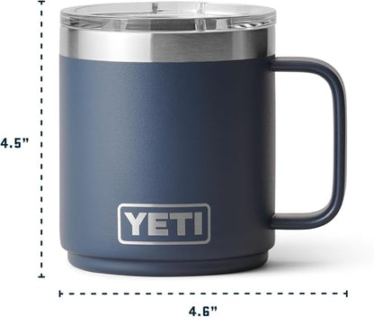 YETI Rambler 10 oz Ceramic Lined Stackable Mug, Vacuum Insulated, Stainless Steel with MagSlider Lid, Navy