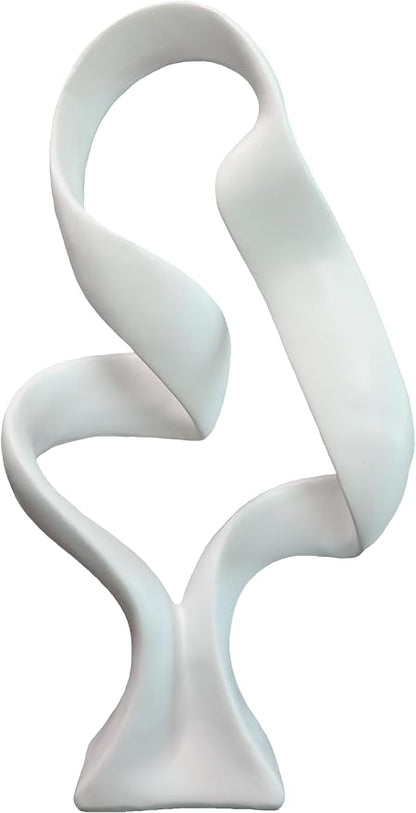 15" Modern Abstract Ribbon Decorative Sculpture, Knot Sculptures,Home Decor,Coffee Table Statues,Dining Living Room Desk Decor（White）