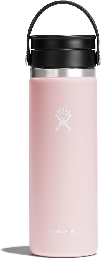Hydro Flask Water Bottle - Insulated Stainless Steel - Wide Mouth Flex Sip Lid, Non Spill, Leakproof and Refillable in 20 Oz Trillium Pink