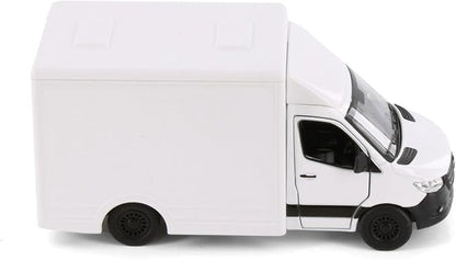 KiNSMART - Mercedes-Benz Sprinter Cargo Van 1:48 O Scale 5" Die Cast Metal Model Toy Van, Pull-Back Action (White Box Truck)