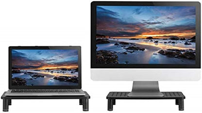 Husky Mounts 2-Pack Monitor Riser Laptop Stand, Adjustable Legs, Stackable, 14.5 x 9.25 x 3.125 Inches Max Height, Matte Black Steel-Black.