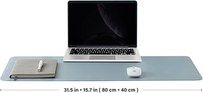 Leather Desk Mat - Non-Slip PU Desk Pad for Office and Home - Desk Organization and Accessories - Ideal for Large Mouse Pad and Desk Mats on Top of Desks (Light Blue,31.5"x 15.7")