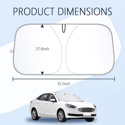300T Thickened Automotive Glass Sunshade and Comes with Storage Bag,Keep Car Interior Cool,Windshield Sun Shade Fit for Small Cars (M: 55.12 * 27.6 inch)