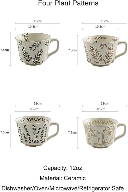 Handmade Ceramic Vintage Coffee Cup, 12oz Porcelain Mug 1 pc, Novelty Coffee Mugs Stoneware, Dishwasher & Microwave Safe, Cup for Coffee, Tea, Hot Chocolate, Housewarming Gifts for Women Men