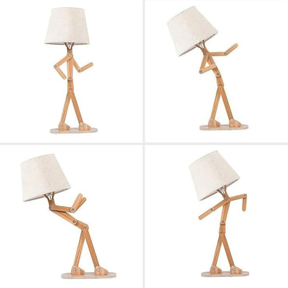 ELINKUME Table Lamps for Kids Bedside Bedroom Reading with Linen Lampshade,Wood Swing Arm LED Desk Lamp for Home Decoration,Study and Working Lighting,Creative Gifts for Boys and Girls