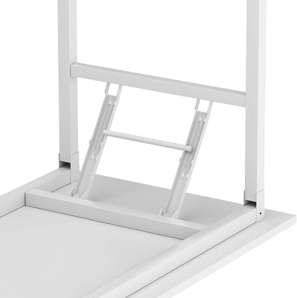 Need Office Computer Desk 39.3 Inch Sturdy Folding Laptop Table White | White Frame Writing Gaming Work Table/Foldable Home Office Desk/Sewing Table, No Assembly Required